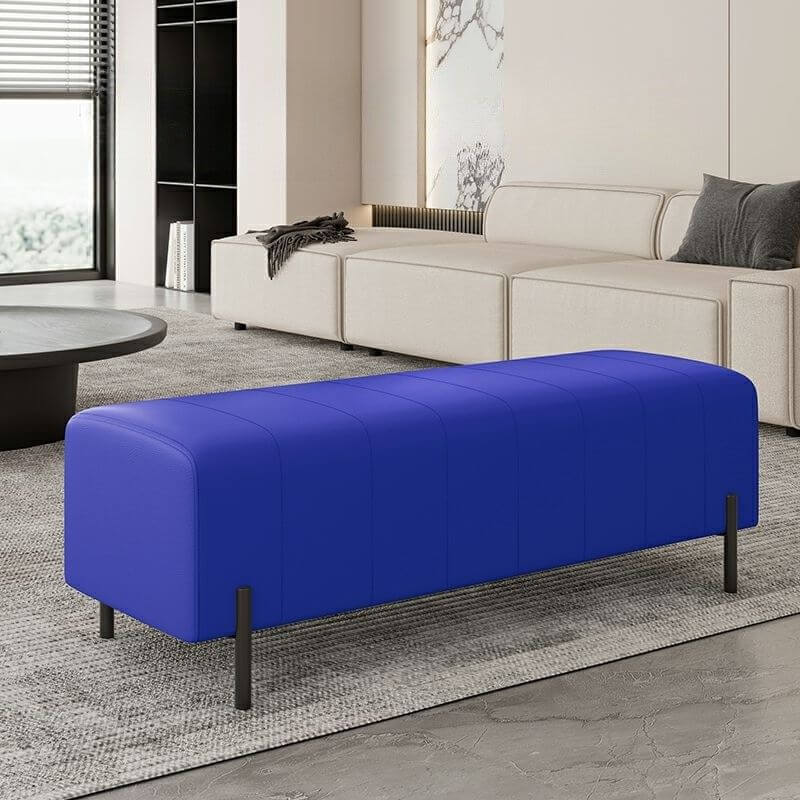 Light Gray Faux Leather Ottoman