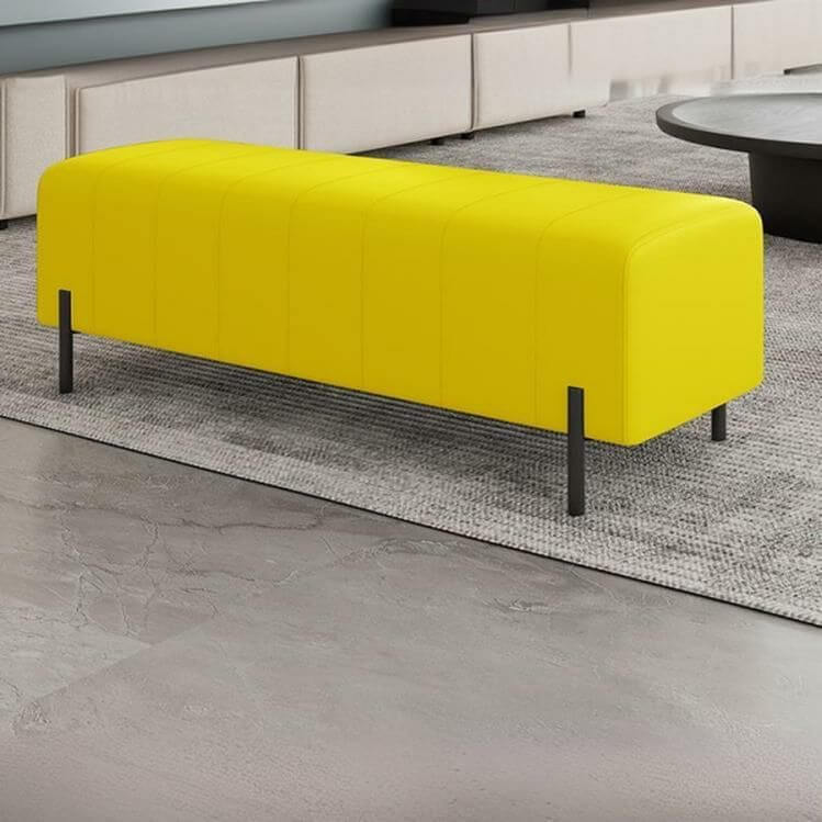 Light Gray Faux Leather Ottoman