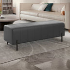 Luxurious Faux Leather Ottoman Black
