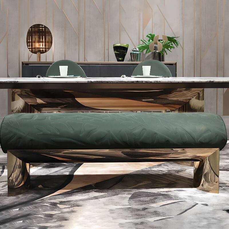 Luxurious Green Padded Sitting Bench Image principale du produit