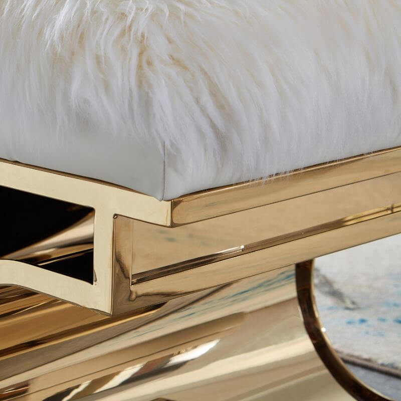 Soft cotton blend upholstered ottoman in neutral color