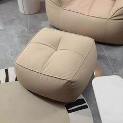 Faux leather bean bag chair in cozy living room