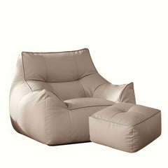 Faux leather bean bag chair in cozy living room