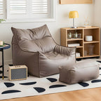 Luxurious oversized faux leather bean bag chair in black