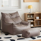 Blue faux leather bean bag chair perfect for relaxation