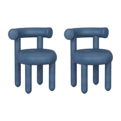 Luxurious upholstered vanity stool with metal legs and backrest