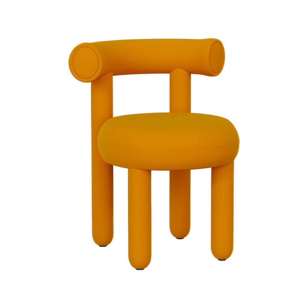 Luxurious upholstered vanity stool with metal legs and backrest