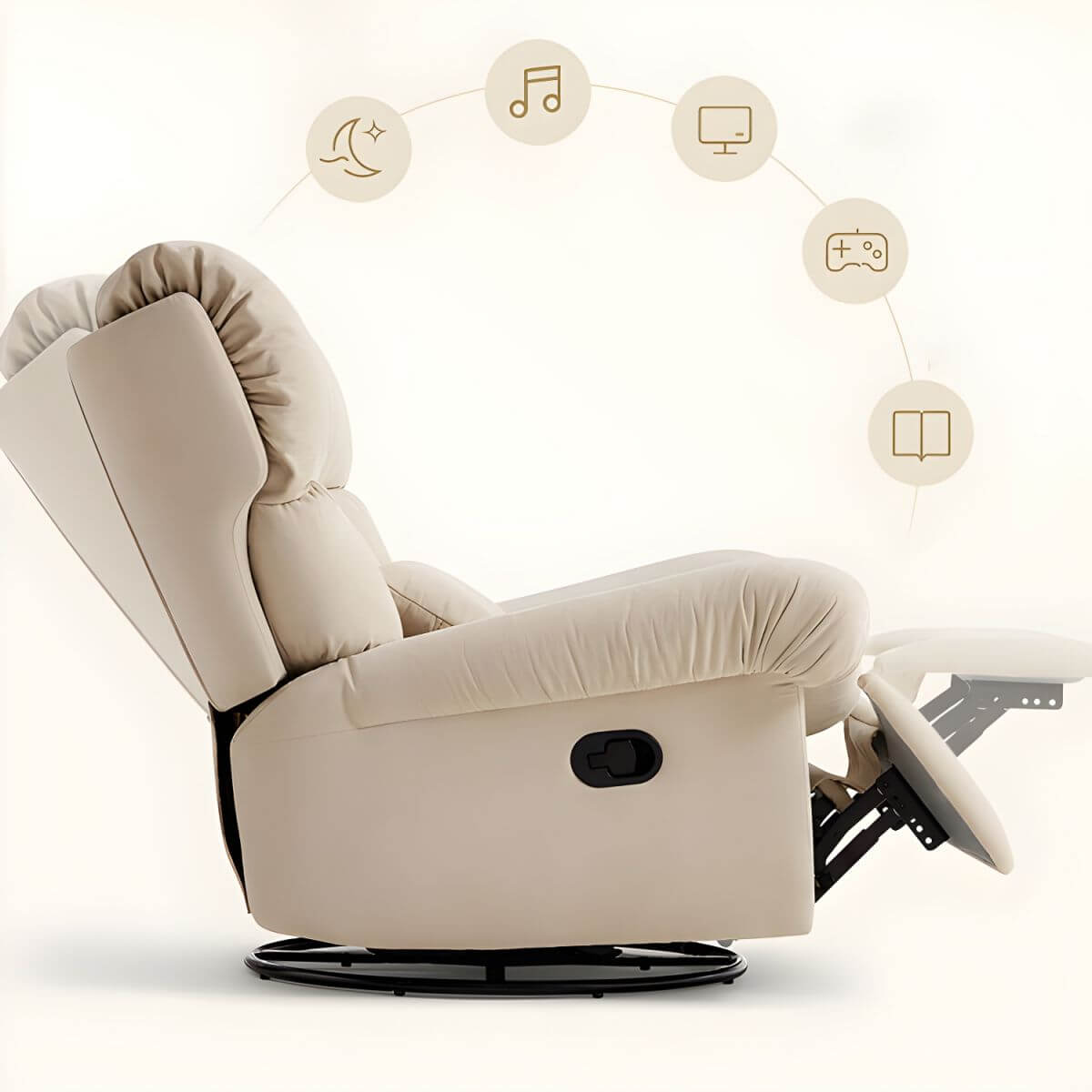 Luxury Modern Ergonomic Recliner with Velvet Suede, Swivel Rocker Base and Lumbar Support Secondary image