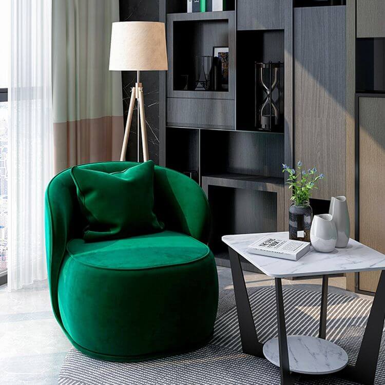 Velvet upholstered chair close-up