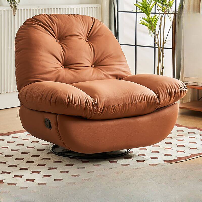 Reclinable de Metal con Base Giratoria Deslizante, Ángulo de Respaldo Bloqueable, Detalle Acolchado, Bolsillo de Almacenamiento y Movimiento Independiente del Pie Imagen secundaria del producto