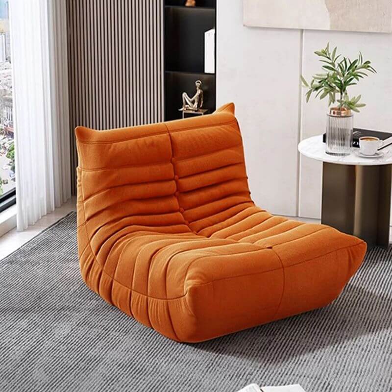 Microfiber striped bean bag lounger in dark gray Main image