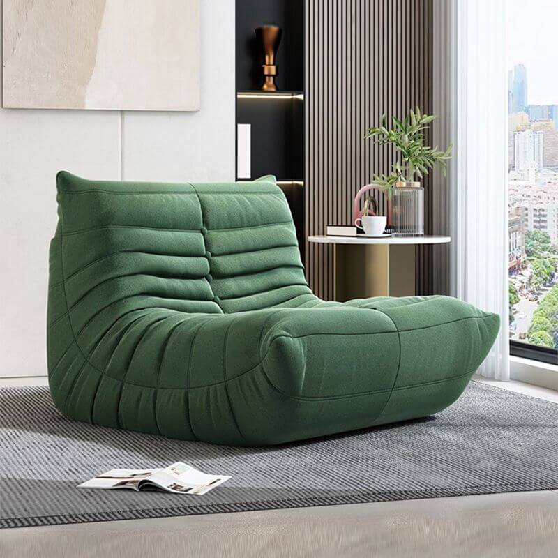 Chic striped bean bag chair in white Main image