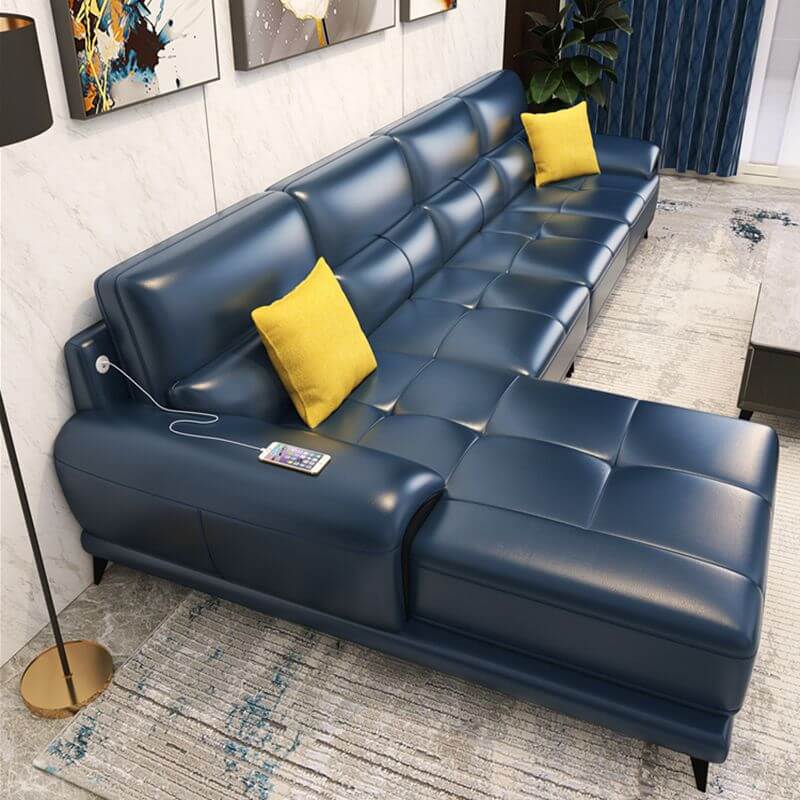 mid-century modern modular sofa leather cushion Main image