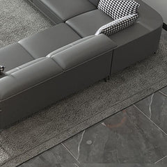 Living room featuring a modern leather sofa