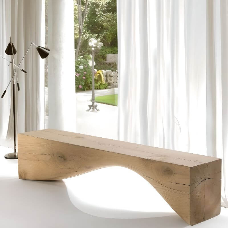 Midnight Black and Unfinished Color Contemporary Timber Shoe Bench with Solid Color Pattern