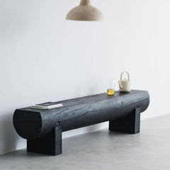 Midnight Black Accent Bench in Living Room