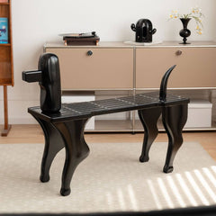 Midnight Black Contemporary Sitting Bench front view