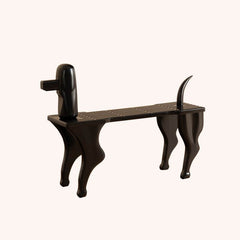 Midnight Black Contemporary Sitting Bench front view