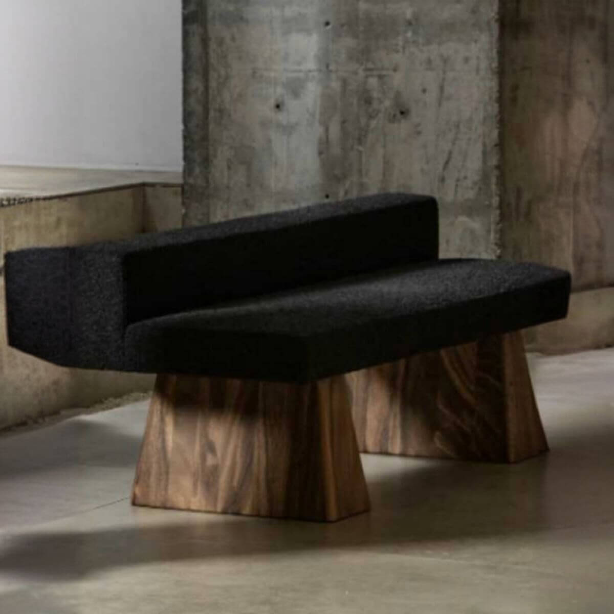 Midnight Black Dining Bench with Upholstered Seat Imagen principal del producto