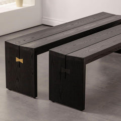 Midnight Black Minimalist Sitting Bench front view