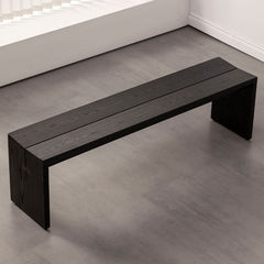 Elegant black wood bench in home entryway