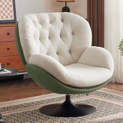 Olive green accent chair with tufted design