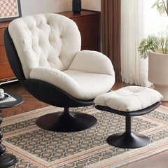 Minimalist button-tufted accent chair in white