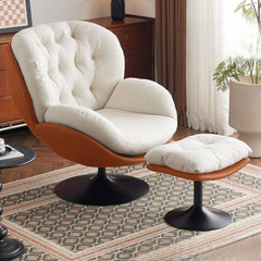 Cerulean accent chair with ottoman