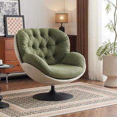 Olive green accent chair with tufted design