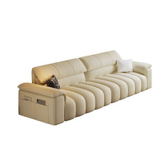 Chalk colored minimalist sofa with repository