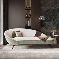 Minimalist cushioned corner unit chaise lounge in beige khaki