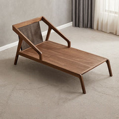 Wooden frame chaise lounge in walnut finish