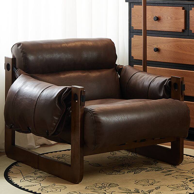 Minimalist Espresso Arm Chair from the side