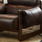 Detail view of solid color Espresso Arm Chair