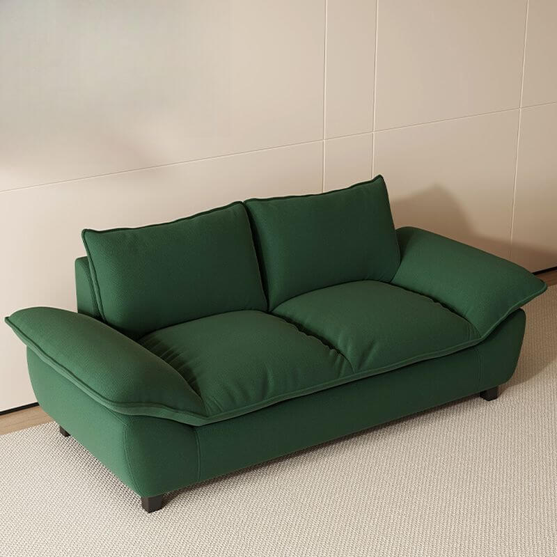 minimalist grey silver olive green sofa couch front view メイン画像