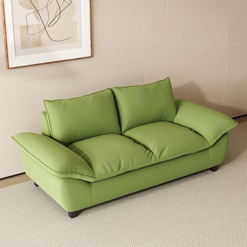 comfortable grey sofa with decorative pillows