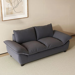 minimalist grey silver olive green sofa couch front view