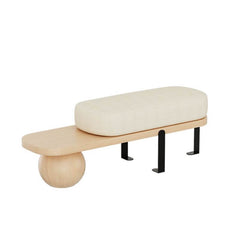 Scandinavian Style Sitting Bench with Cream Upholstery