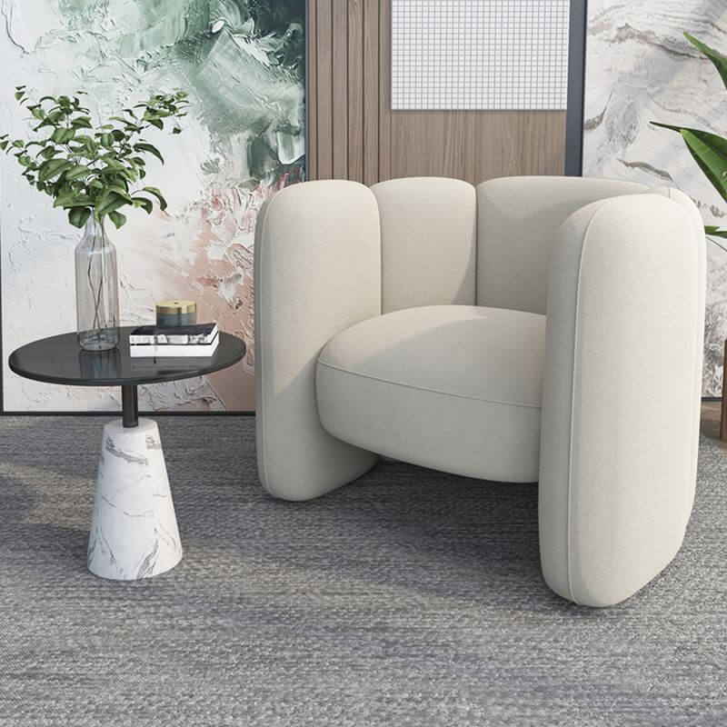 Minimalist olive green barrel chair Main image