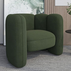 Minimalist olive green barrel chair