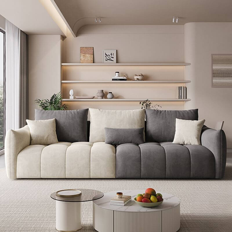 Minimalist Pine Floor Sofa in Off-White