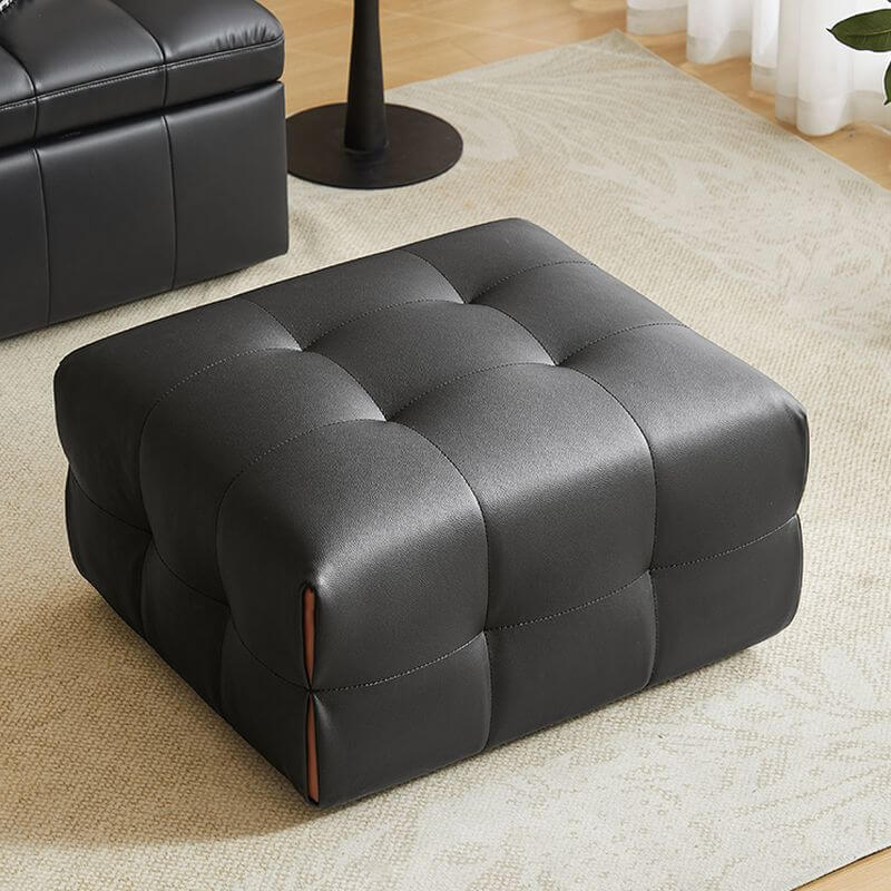 Beige Rectangular Pouf