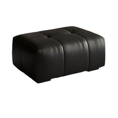 Durable wooden frame on black leather ottoman