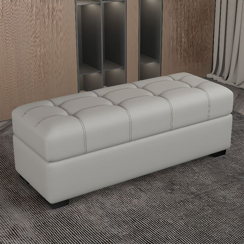 Minimalist Rectangular Storage Ottoman in Gray Image principale du produit