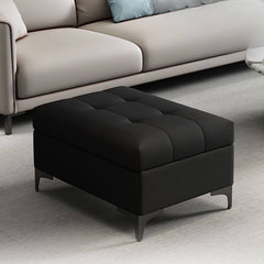 Faux leather storage ottoman in cerulean color