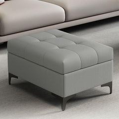 Minimalist rectangular storage ottoman in gray faux leather