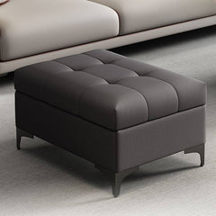 Elegant rectangular ottoman in tan faux leather