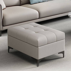 Elegant rectangular ottoman in tan faux leather