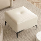 Square ottoman with faux leather upholstery