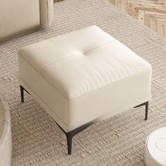 Square ottoman with faux leather upholstery